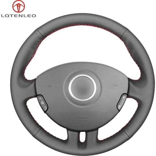 LQTENLEO Black Artificial Leather Hand-stitched Car Steering Wheel Cover For Renault Clio 3 2005-2013 Clio 3 RS 2005-2013