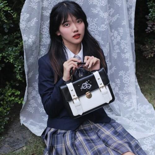Korean Japanese Style Cute Double Star Trajectory Vintage Soft Girls Student JK Uniform Shoulder Bag Messenger Bag Handbag