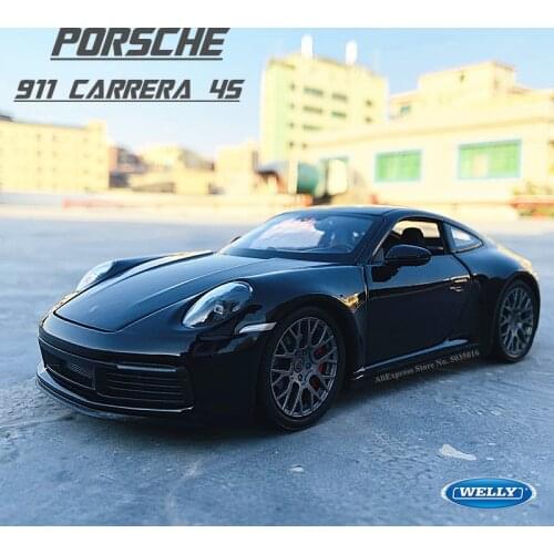 WELLY 1:24 Porsche 911 Carrera 4S (992) sports car black simulation alloy car model crafts decoration collection toy tool gift
