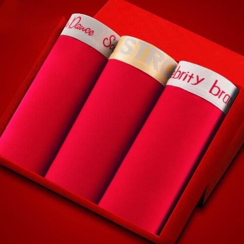 ATOXY Mens Panties Underwear Boxer Shorts Breathable Man Underpants Lucky Red Fashion Comfortable Plus Size