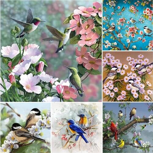 DIY 5D Diamond Painting Full Square Birds Flowers Cross Stitch Kit Embroidery Mosaic Art Picture of Rhinestones Wall Decor Gift