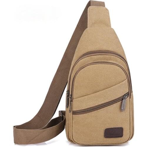 Mens Canvas Chest Bag Mens Fashion Casual Messenger Bag Multi-functional Canvas Mens Personal Pocket Bag Cross Chest Bag