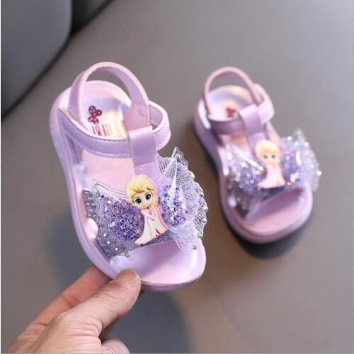 Disney Frozen Non-slip Soft Kid Toddler Baby Shoes Summer Korean Little Childrens Girls Princess Open Toe Beach Sandals