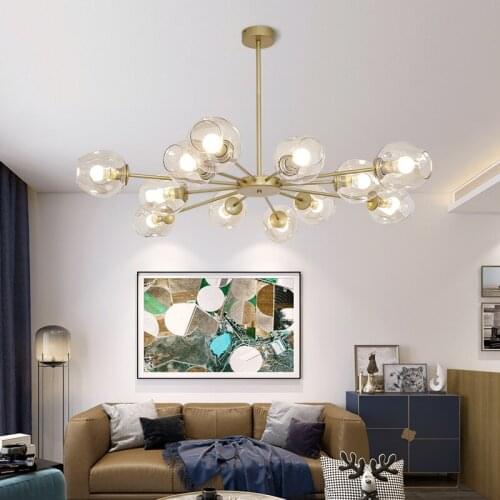 Nordic LED Chandelier Lighting E27 LOFT Living Room Bedroom Luxury Glass Ball Chandeliers Home Decor Indoor Lighting Fixtures