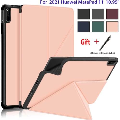 2021 New Case for Huawei MatePad 11 10.95",Soft TPU Back Cover with Pencil Holder Smart Slim Trifold Stand Auto Sleep/Wake Cover