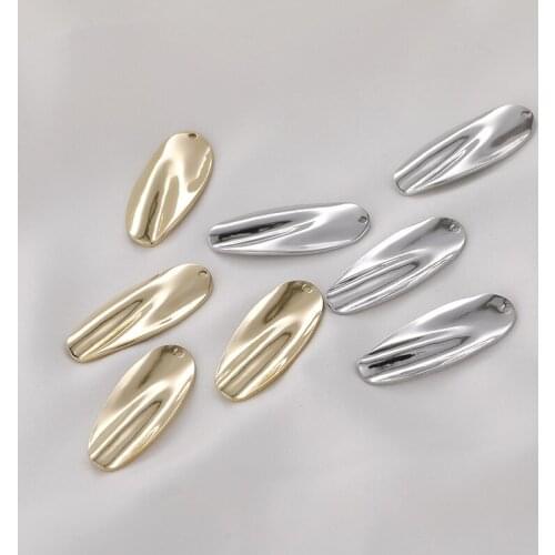 New style 50pcs/lot geometry irregular Fold ovals shape copper floating locket charms diy jewelry earring accessory