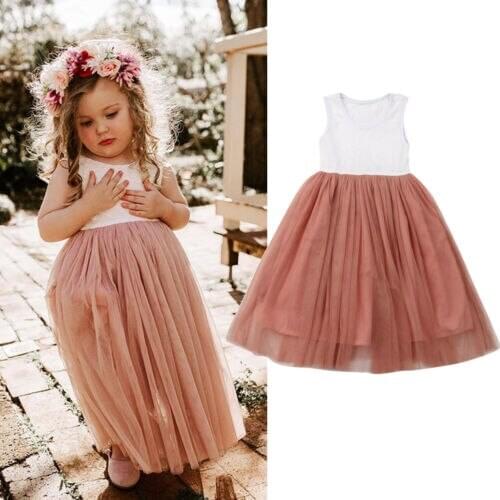 PUDCOCO Cute Baby Girls Sleeveless Princess Dress Wedding Birthday Party Pageant Dresses Lace Floral Tutu Dress Clothes 2-7Y
