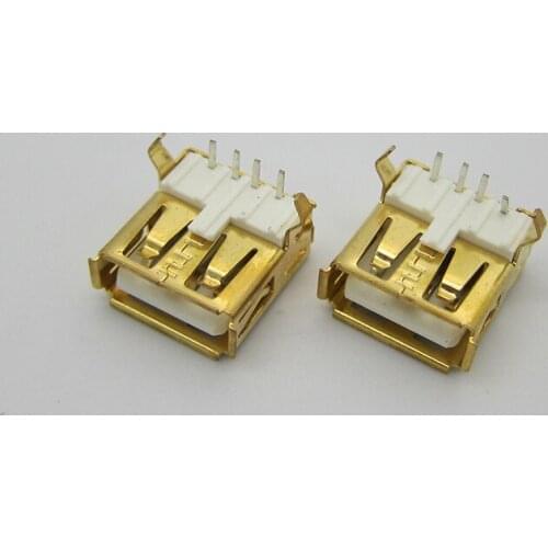10pcs Micro Usb Connector 2.0 Female Seat AF Seat AF 90 Degrees Curved Feet Covered With No Curling Usb Head Gold-plated