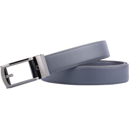 Famous Brand Belt Men Top Quality Genuine Luxury Leather Belts for Men Strap Male Metal Automatic Buckle 3.0cm Gray Belt