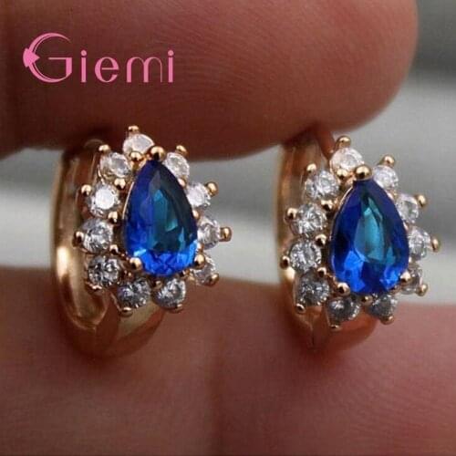 Luxury 6 Colors Pave CZ Circle Earring Sparking Crystal Gold Filled Earrings Wedding Earrings For Women Bridal Anniversary