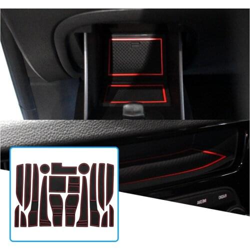 RUIYA For Mokka X/Encore 2017 2018 Car Door Groove Mat Anti-slip Slot Pad Auto Interior Organizer Accessories White/Red 19 Pcs