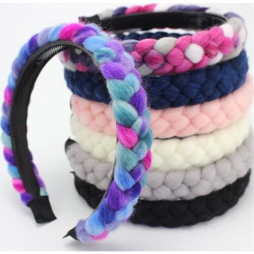 2019 Wool Knit Braid Vintage Colorful Fall Winter Women Girl Headbands Hairbands Head Wear Fashion Accessories-MSD5-W5