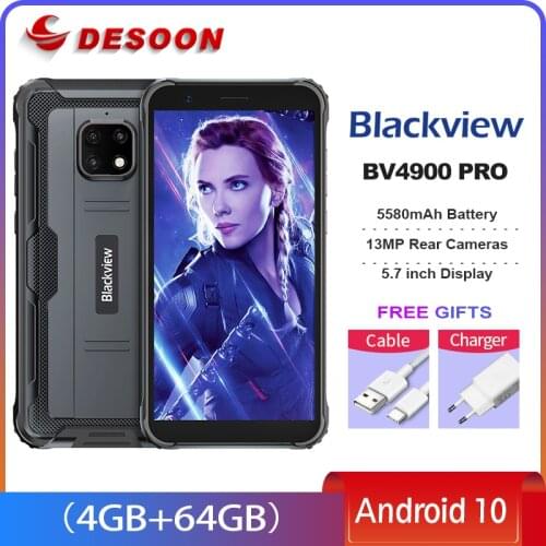 Blackview BV4900 Pro 4GB 64GB Rugged SmartPhone Octa Core Android 10 IP68 Waterproof Mobile Phone 5580mAh NFC 5.7'' 4G Cellphone