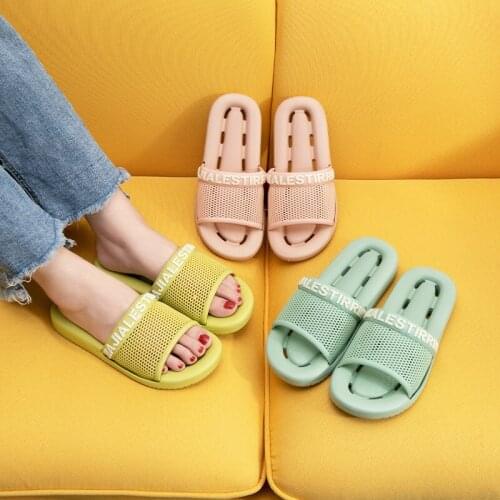 Slipper Female Indoor Household Quiet and Breathable Couple Slipper Home Leaky Slipper Man Women Shoes House Slippers Men