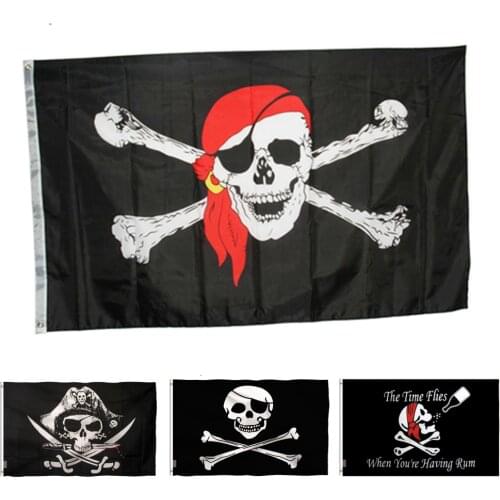 Halloween Decoration Skull Jolly Roger Pirate Flags With Grommets Decoration bandeira skull bones pirate flag 90*150 cm