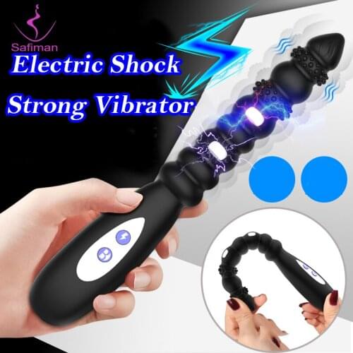 Electric Shock Pulse Anal Beads Dildo Vibrator Men Prostate Massager Female G-Spot Clitoris Stimulator Adult Sex Toys For Woman