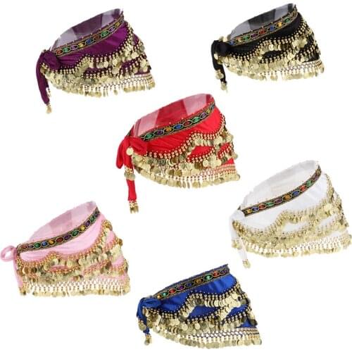 Womens Sweet Bellydance Hip Scarf With Gold Coins Skirts Wrap Noisy