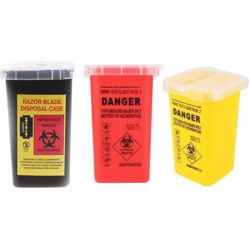 1PCS Yellow/Red Tattoo Medical Plastic Sharps Container Biohazard Needle Disposal 1L Size Waste Box For Tattooing Artists