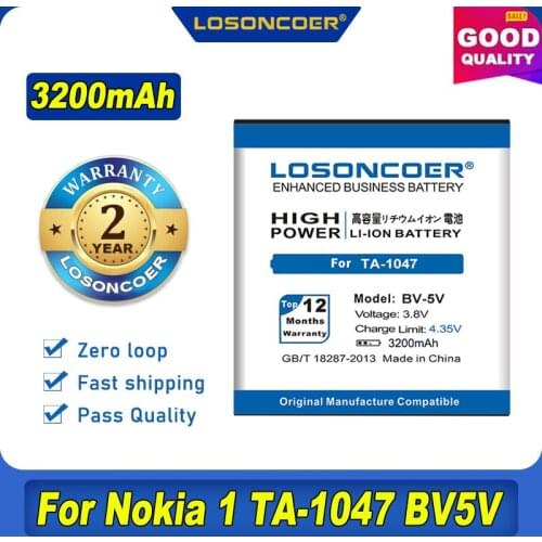 100% Original LOSONCOER BV-5V 3200mAh Battery For Nokia 1 TA-1047
