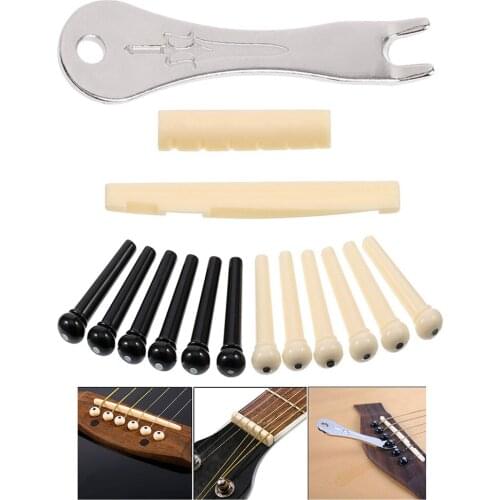 15pcs Acoustic Guitar Bridge Pins Nail Puller Remover Guitar Saddle Nut Set