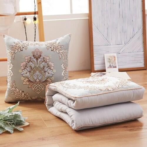 2 In 1 European Jacquard Pillow Quilt Dual-use Foldable Cushion Office Nap Air Conditioning Quilt Vintage HomeTextile Decor G