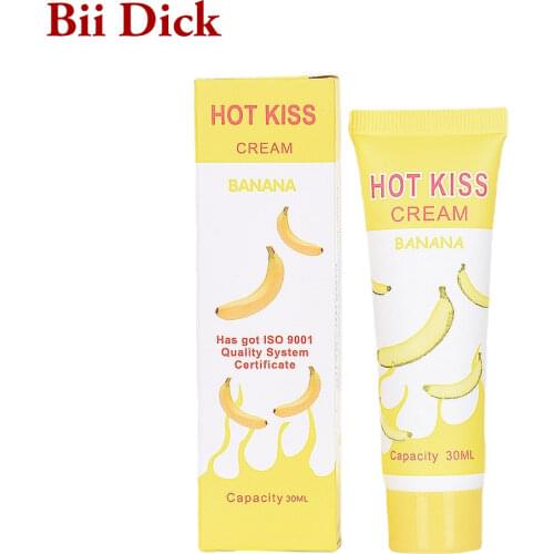 30ml Hot Kiss Cream Banana Flavor Body Lubricate Oil Stimulating Gel Silk Touch Anal Lubricant Adult Sex Toys Male Enhancement