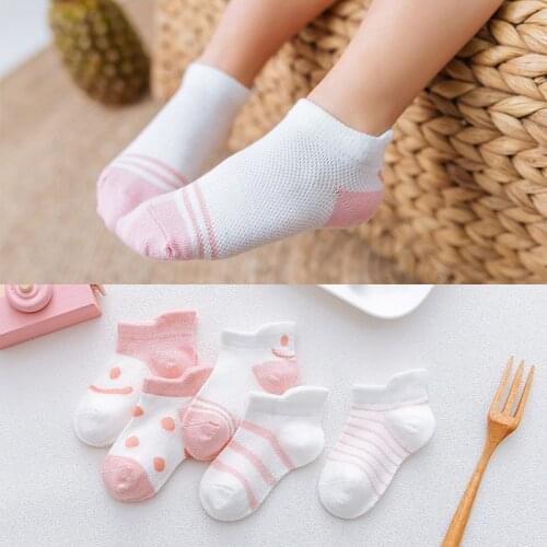 5 Pairs New Mesh Baby Kids' Socks Spring & Summer Cotton Cute Cartoon short Socks Boy and Girl Baby Toddler socks 0-3T