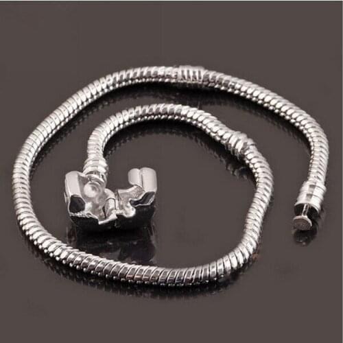 5pcs 19/20/21cm Fashion women silver plated charm bracelet fit big hole beads European bracelets diy jewelry