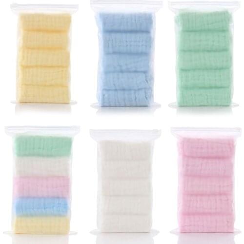 5pcs/lot 6-layers Bottom Water Washing Handkerchief Newborn Baby Face Towels Nursing Towel Size 30*30cm