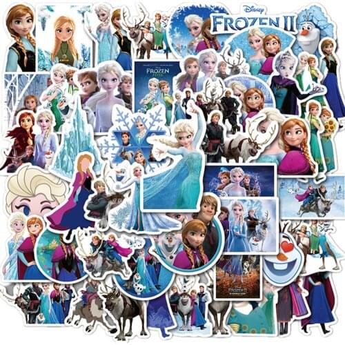 50pcs/pack Disney Sticker Frozen 2 Princess Sophia Marvel Spiderman Graffiti sticker For scooters suitcases cartoon sticker Gift