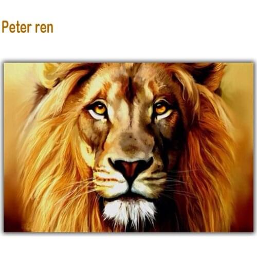 Peter ren Diamond painting Beaded embroidery Diamante art Round\ Square drill Mosaic Full icon Pictures by numbers "Lions face"