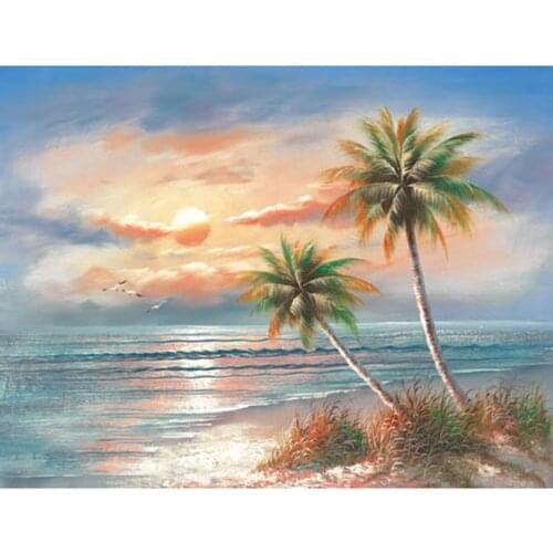 DIY Winter Lanscape and Beach Diamond Painting Cross Stitch Diamond Embroidery Home Decoration Gift Handcraft JX143