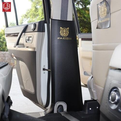 For Mitsubishi Pajero V97 V93 V98 V95 V87 V73 12-18 Car B-pillar kick stick anti dirty PU Leather Carbon fiber Car Accessories