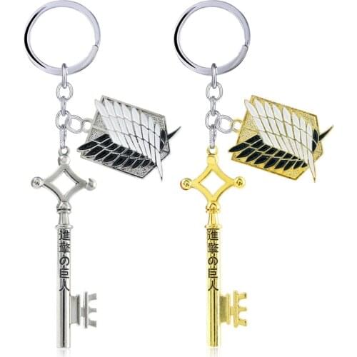 Attack On Titan Keychain Wings of Liberty Freedom Scouting Legion Eren Keyring Key Holder Chain Ring New Anime Jewelry Wholesale