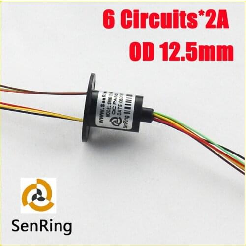 Flange C type of 6 circuits each 2A with OD 12.5mm, length 13.5mm of capsule slip ring
