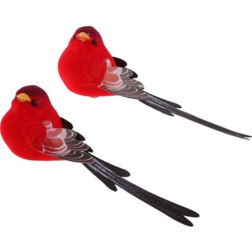 2pcs Artificial Realistic Decor Fake Bird Simulation Home Ornament Bird For Garden Home Wedding Decor