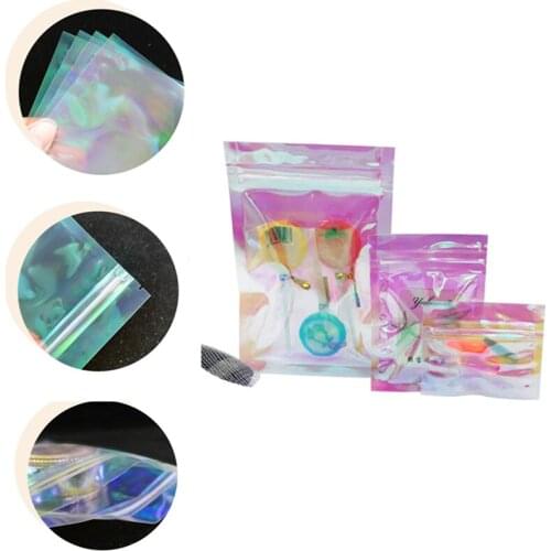 Colorful Bone Bag Jewelry Sealing Bag Hairpin Jewelry Packaging Small Iridescent Packaging Bag Laser Transparent Ziplock Bag
