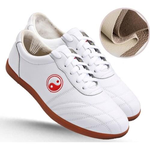 High Quality Cowhide Tai Chi Shoes Soft Genuine Leather Kung Fu Wushu Shoes Martial Arts Sneaker Sports Training Footwear