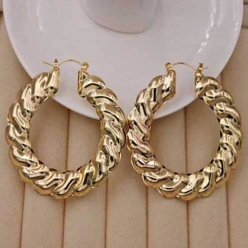 Trendy Fashion Round hip hop Rock Hoop Earrings for Womens Gold Plated Circle Earrings Jewelry Accessories wedding