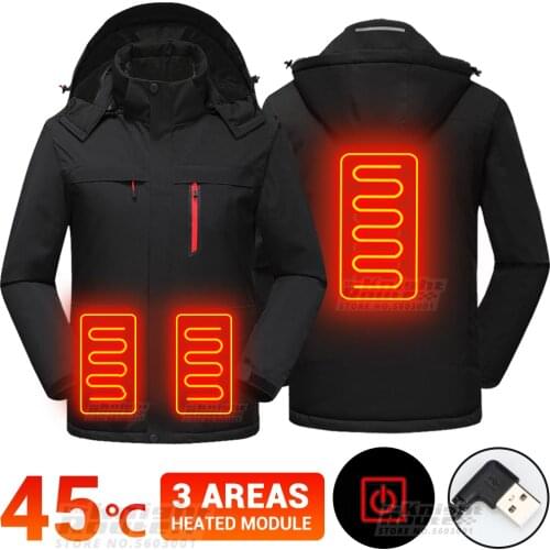 Men Winter USB Electric Heated Jackets Heated Vest Outerwear Hunting Clothing Clothes Warm Motorcycle Jacket Hiking Ski Jacket