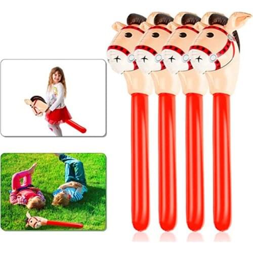 Inflatable Horse Heads Cowgirl Stick PVC Balloon Outdoor Educational Toys for Children Babies Birthday Gifts 1Pc
