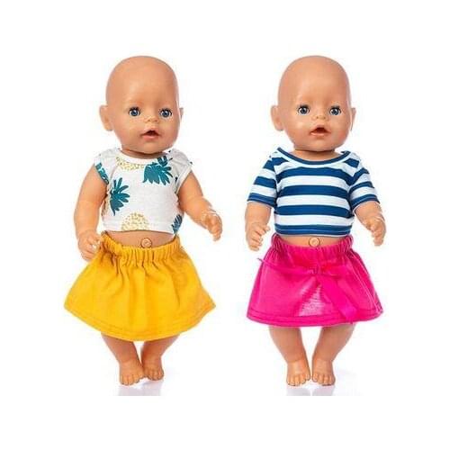 2021 New Pattern Pineapple Striped Skirt Suit Fit 18Inch American 43cm Baby Doll Clothes Accessories,Girls Toys,Generation