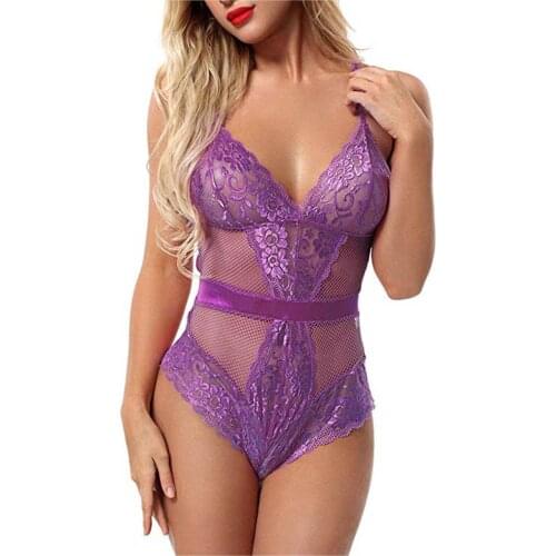 New Bodysuit Sexy See Through Lace Erotic Lingerie Fashion V-neck Women Sexy Underwear Intimate Erotic Costumes Porn Female Body
