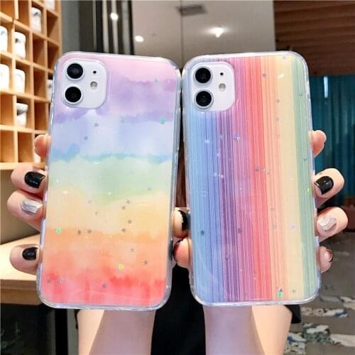 Drop Glue Rainbow Cases Coque IPhone 11 Pro 12 Mini 7 8 Plus Funda Iphones Xs Max X Xr Se2020 Phone Accessories Back Cover