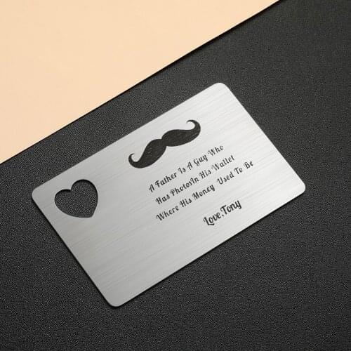 Personalised Sentimental Keepsake Your Own Message Metal Wallet Card - Gift for Boyfriend Girlfriend Personalised Birthday Card