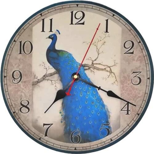 Retro Wooden Wall Clock-12inch Quartz Silent Large Vintage Rustic Shabby Colorful Non -Ticking Quiet Decorative Kitchen Bedroom