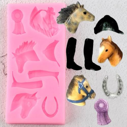 Horse Riding Sport Silicone Molds Horse Shoes Boots Cupcake Topper Fondant Cake Decorating Tools Candy Chocolate Gumpaste Moulds