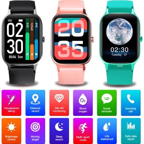Women Man Wristband Smartwatches 24 Hour Body Temperature Bracelet Heart Rate Waterproof IP67 Big Screen Smart Watch