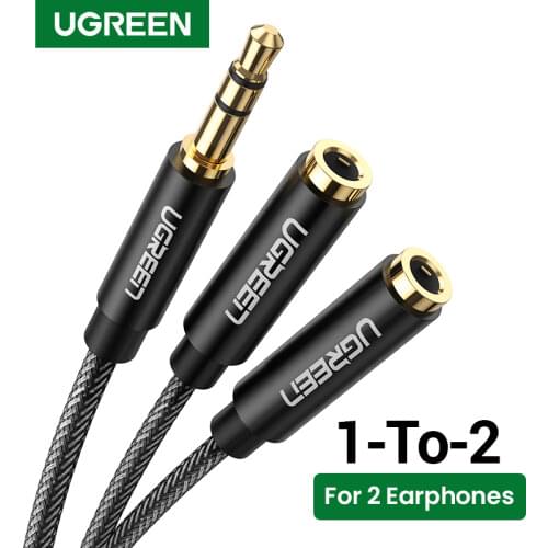 UGREEN Headphone Splitter Cable 3.5mm Y Audio Jack Splitter Extension AUX Cable 3.5mm Male to 2 Port 3.5 mm Female AUX Adapter