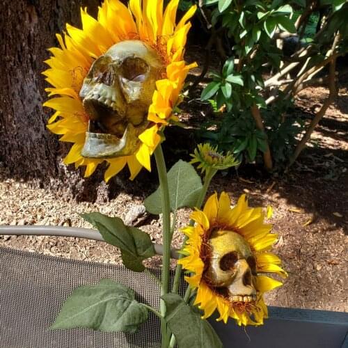 Skull Sunflower Decoration Halloween Atmosphere Garden Simulation Flower Ornament
